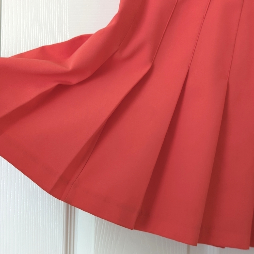 Tretorn 80's Vintage Classic Pleated High Waisted Mini Tennis Skirt Hot Coral 8 - Picture 5 of 10